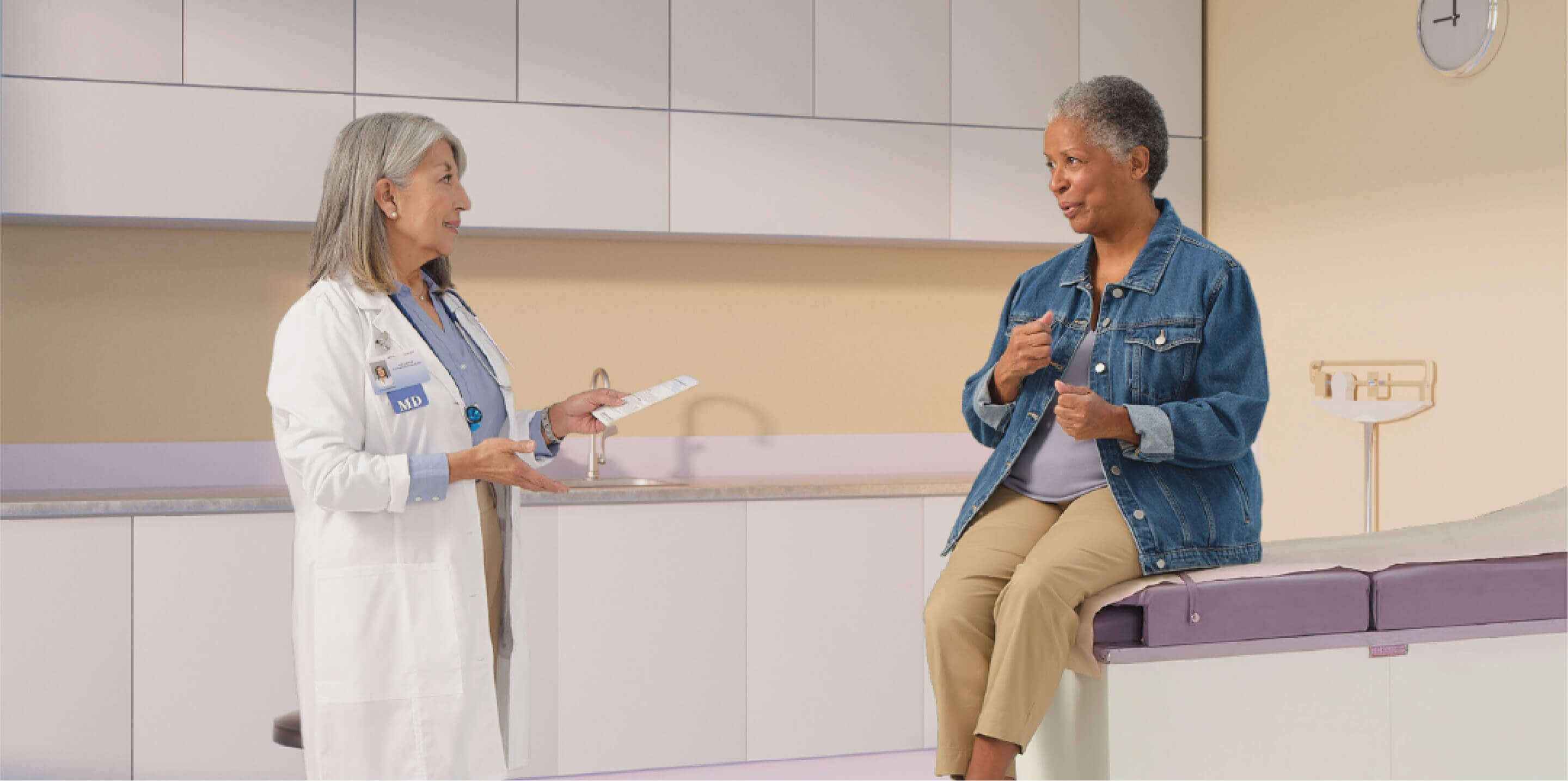 Patient with opioid-induced constipation talking to their doctor